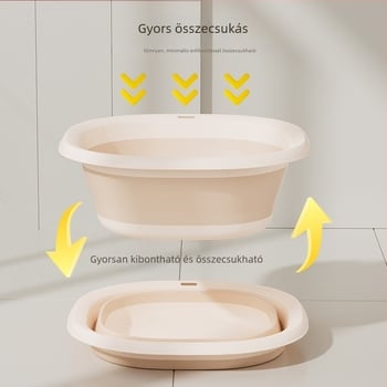 Összecsukható mosómedence, egyszínű, háztartási használatra, hordozható műanyag medence, összecsukható és kinyitható.
