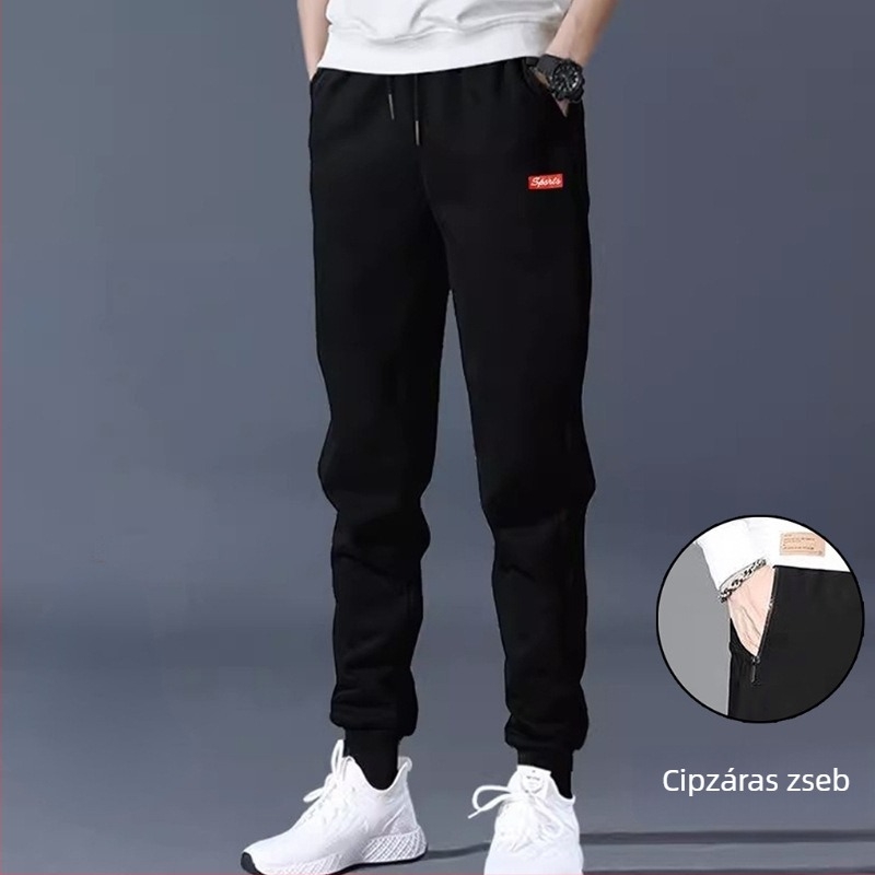 Hosszú lábú tinédzser fiúk téli fleece-bélelt nadrág, slim fit, mindennapi jogger