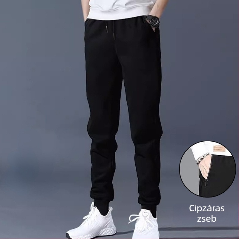 Hosszú lábú tinédzser fiúk téli fleece-bélelt nadrág, slim fit, mindennapi jogger