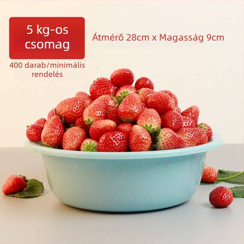 Műanyag edény eper szedéséhez, elérhető 1 kg, 1,5 kg, 2 kg és 2,5 kg méretekben