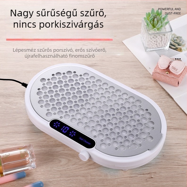 Két turbóval rendelkező manikűr porgyűjtő, nagy teljesítmény, hálózatról működtetett, két ventilátor