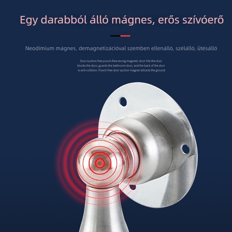 Fúrás nélküli rozsdamentes acél mágneses ajtófogó – falra szerelt, csendes működés, fürdőszoba és hálószoba