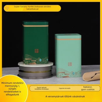 Dragon Well zöld tea fémdobozban, fél jin kapacitású, lezárt fém doboz