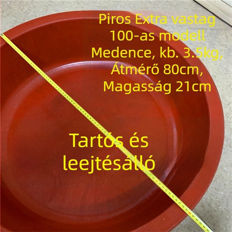 Jinwang átlátszó, vastag gumiból készült mosókád - piros, törhetetlen, sokoldalú használatra (mosás, fürdés, víz tárolása).