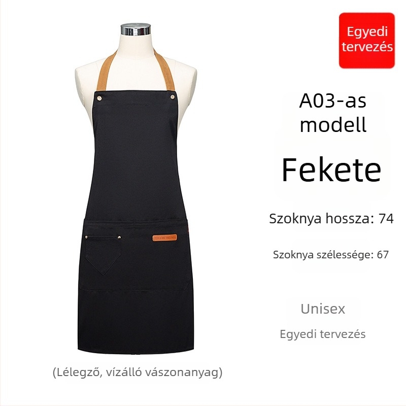 Vízálló vászon kötény egyedi logónyomtatással, új modell, tej-tea üzletekben dolgozók számára, olajálló catering egyenruha nőknek