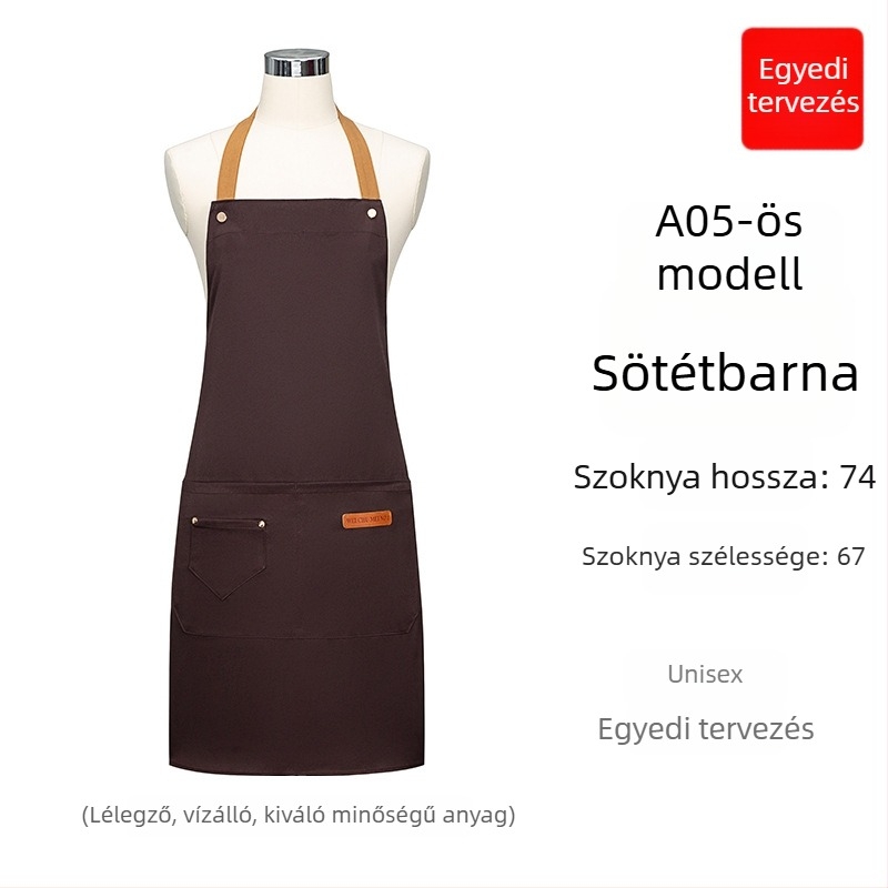 Vízálló vászon kötény egyedi logónyomtatással, új modell, tej-tea üzletekben dolgozók számára, olajálló catering egyenruha nőknek