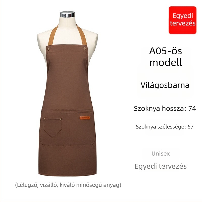 Vízálló vászon kötény egyedi logónyomtatással, új modell, tej-tea üzletekben dolgozók számára, olajálló catering egyenruha nőknek