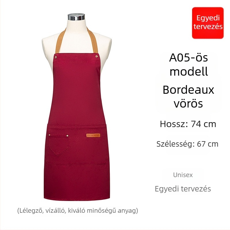 Vízálló vászon kötény egyedi logónyomtatással, új modell, tej-tea üzletekben dolgozók számára, olajálló catering egyenruha nőknek