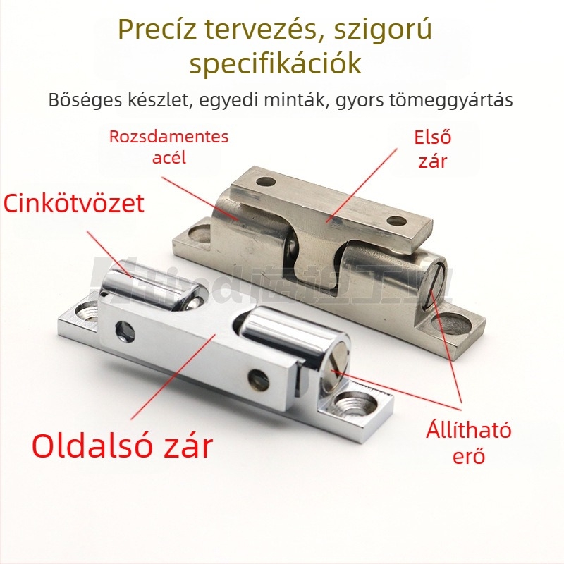 Ajtó érintő mechanizmus golyóval – ajtóütköző, cink ötvözet, krómozott felület, falra szerelés