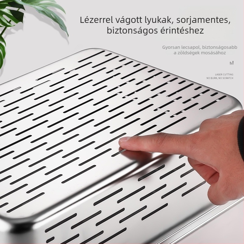Rozsdamentes acél téglalap alakú mosogató leeresztőkosár