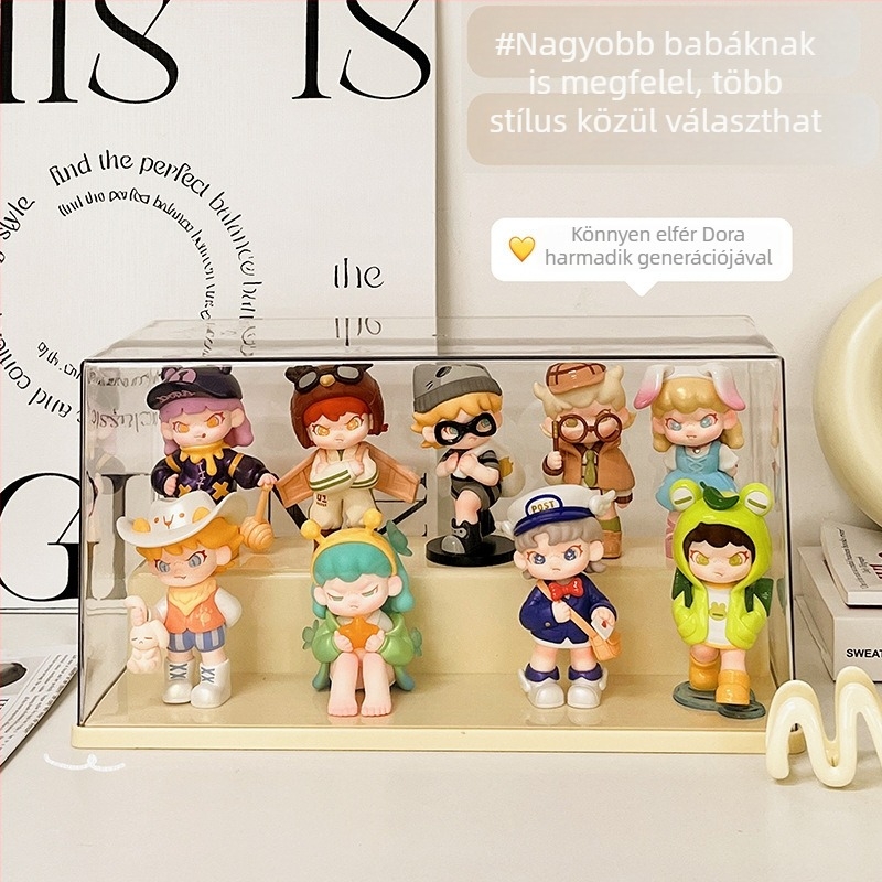 Dóra figura kiállító vitrín otthoni használatra, átlátszó akril kijelző doboz LEGO figurákhoz és rejtett dobozokhoz