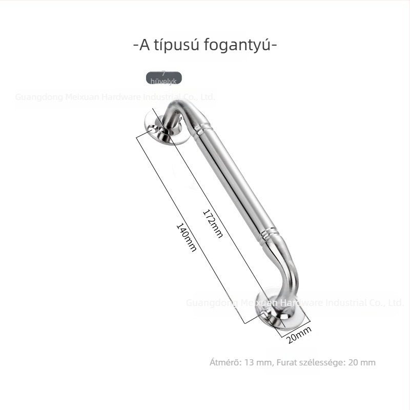 Rozsdamentes acélból készült ajtó- és szekrényfogó, masszív fogó a fiókokhoz, kettős görbületű T-alakú, A/B modell