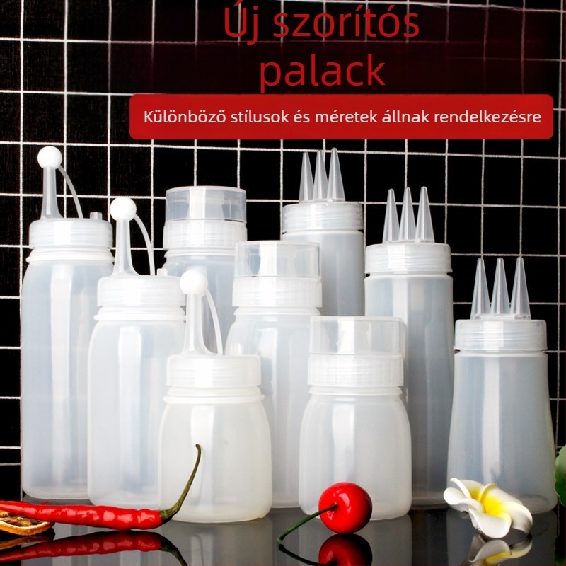 Háromlyukas szószpréselő üveg készlet, műanyag, ketchuphoz és salátaöntethez, háztartási és kereskedelmi felhasználásra