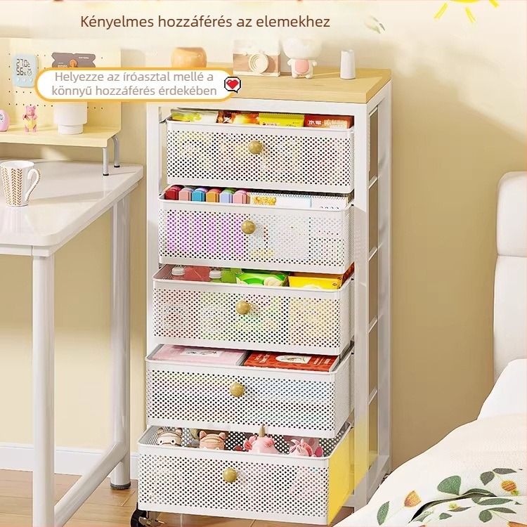 Csavarozás nélküli, mozgatható tároló kocsi, 6 szintes kihúzható szekrény konyhához és fürdőszobához, nappaliba és hálószobába