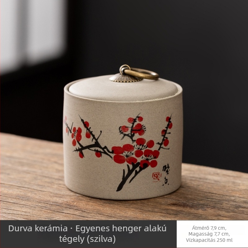 Pu'er teához készült kerámia lezárható tárolóedény, mini méretű, hordozható teatároló