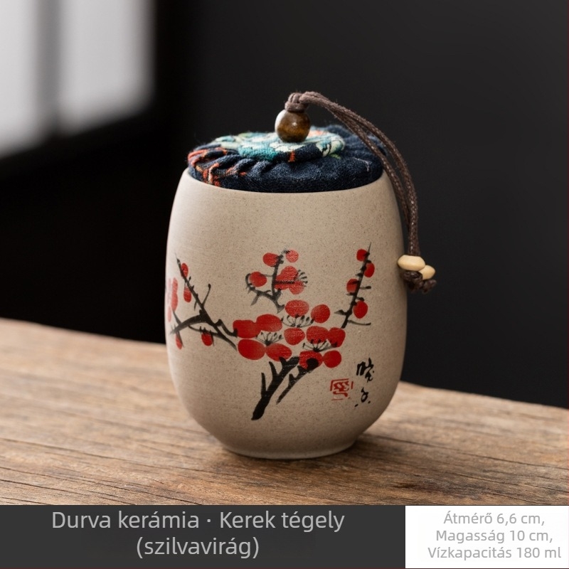 Pu'er teához készült kerámia lezárható tárolóedény, mini méretű, hordozható teatároló