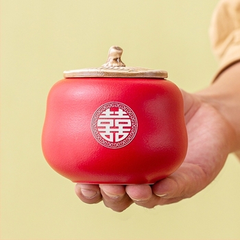 Kerámia teásüveg persimon formájú, édességtartó – esküvői ajándék, kreatív dizájn