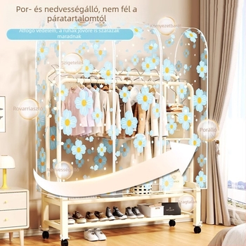 PEVA anyagú, átlátszó porvédő huzat padlón álló ruhaszárítóra – teljesen zárt táska kabátok és ruhák számára