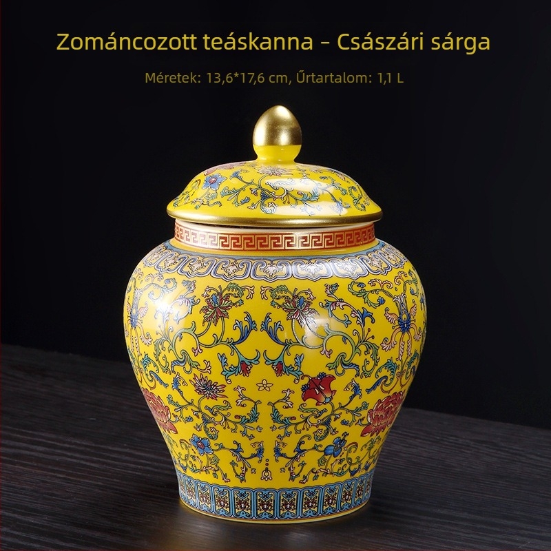 Retro zománcolt kerámia teároló, nedvességálló záródással a fekete- és zöld teához, testreszabható logó.