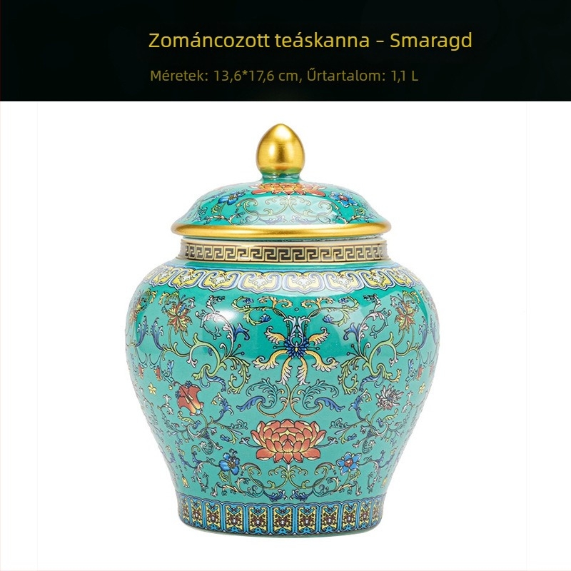 Retro zománcolt kerámia teároló, nedvességálló záródással a fekete- és zöld teához, testreszabható logó.