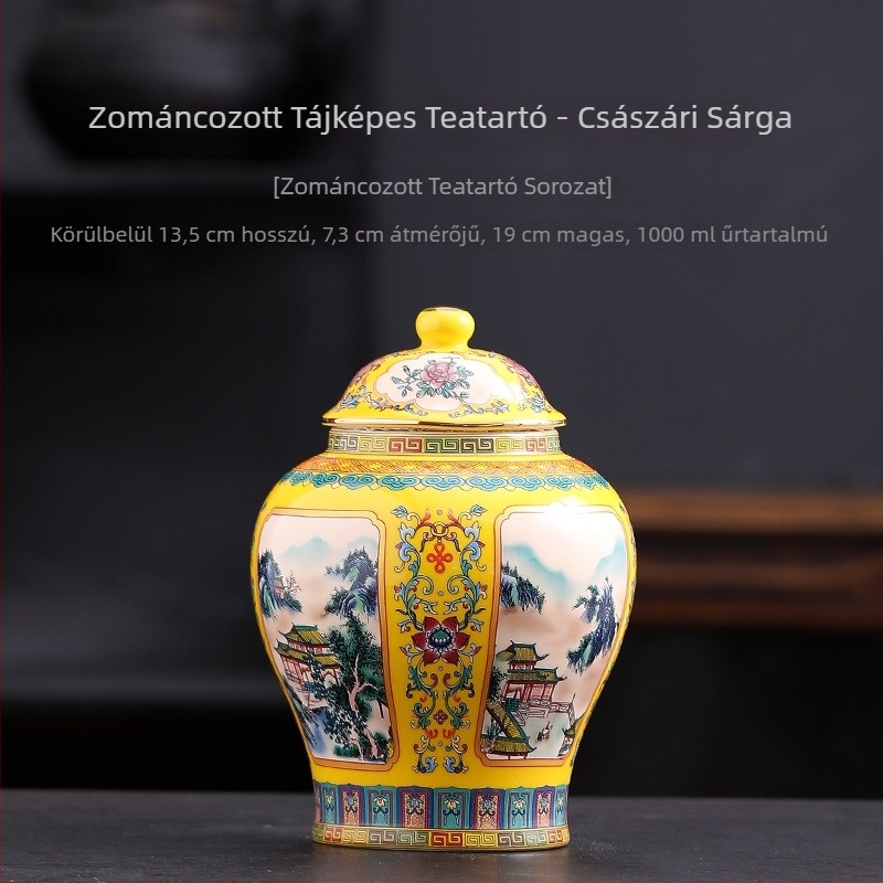 Retro zománcolt kerámia teároló, nedvességálló záródással a fekete- és zöld teához, testreszabható logó.