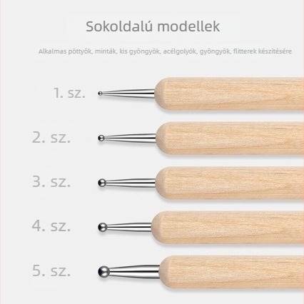 5 darabos fa markolatú pontozó toll készlet manikűrhöz és kerámiához