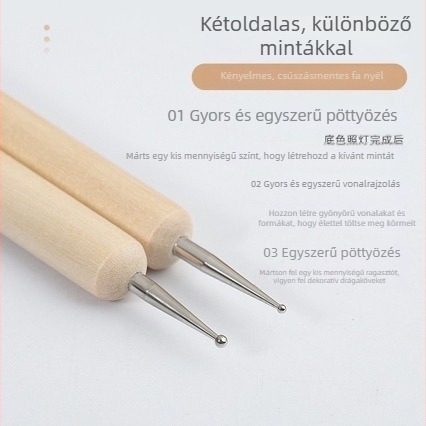 5 darabos fa markolatú pontozó toll készlet manikűrhöz és kerámiához