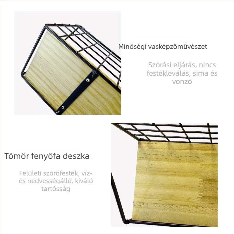 Falra szerelhető vasból készült tároló, lyukasztás nélkül, hálószoba és kollégiumi szobákhoz