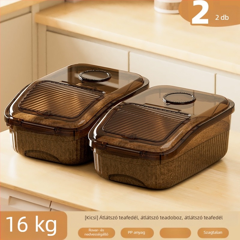 Rizstároló tartály, zárható, nedvesség- és rovarálló, 15 kg kapacitású konyhai tároló