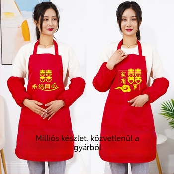 Piros esküvői kötény ujjatlan készlet, poliészter, foltálló, egy méret, koreai stílus