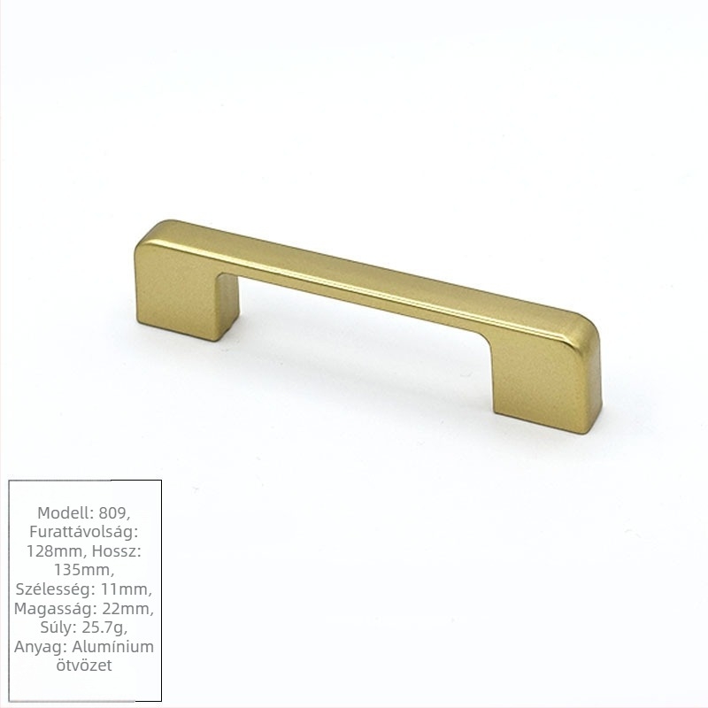 Fekete alumínium ötvözetű szekrényfogó, modern minimalist design, rögzítés egyetlen lyukkal