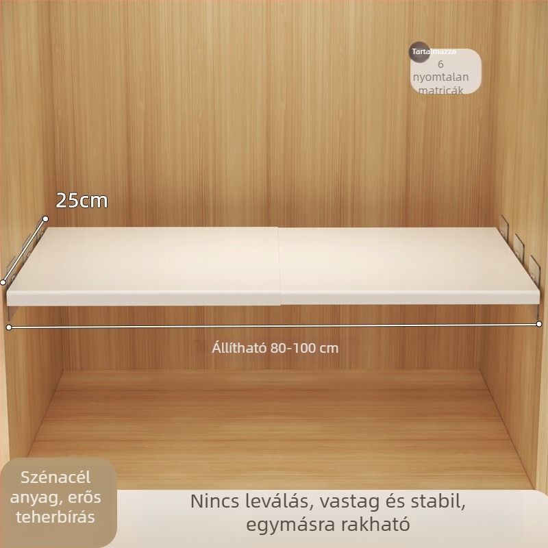 Szekrény elválasztó, kihúzható belső polccal, szénacélból, falra szerelhető, bővíthető tároló
