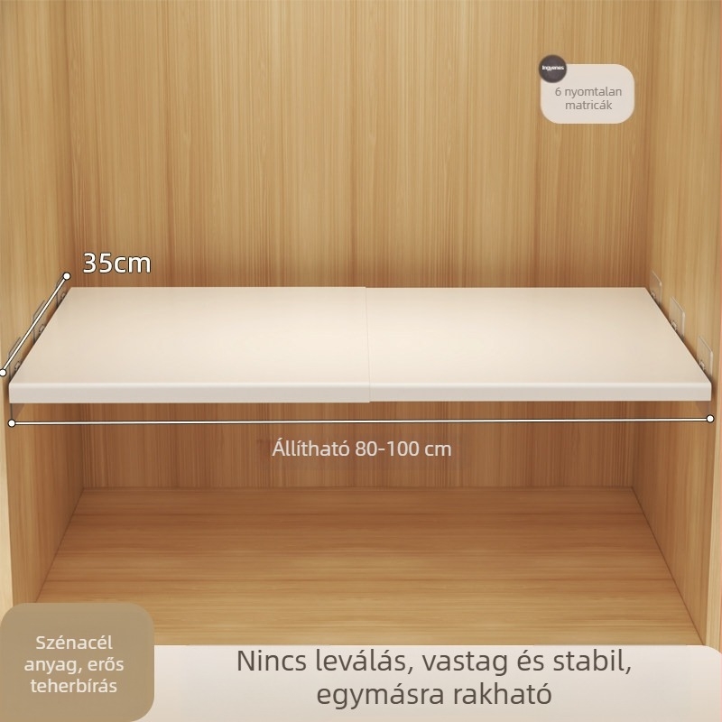 Szekrény elválasztó, kihúzható belső polccal, szénacélból, falra szerelhető, bővíthető tároló