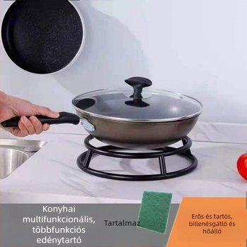 Vastagított rozsdamentes acélból készült, kétoldalas fazékállvány, hőszigetelt konyhai tároló, nagy kanál tartó, égésvédő edényalátét, kétoldalas fazék alátét