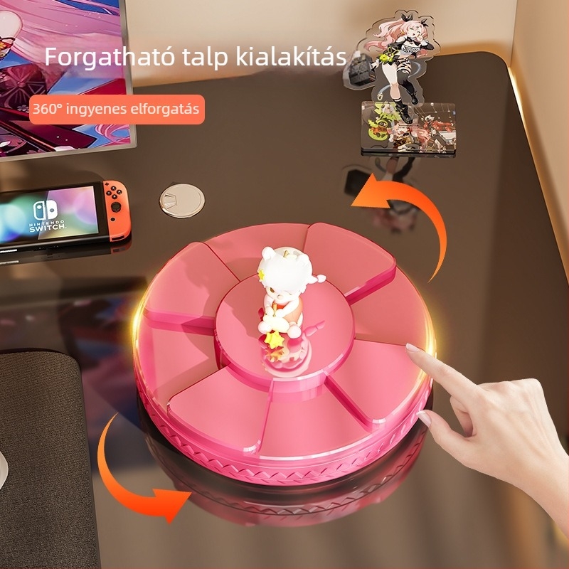 Forgó figura-kiállító doboz átlátszó akrilból, porvédett kijelző
