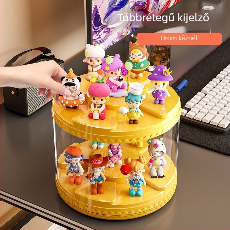 Forgó figura-kiállító doboz átlátszó akrilból, porvédett kijelző