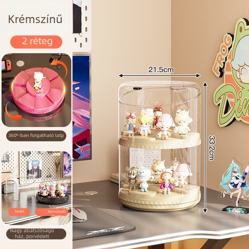 Forgó figura-kiállító doboz átlátszó akrilból, porvédett kijelző