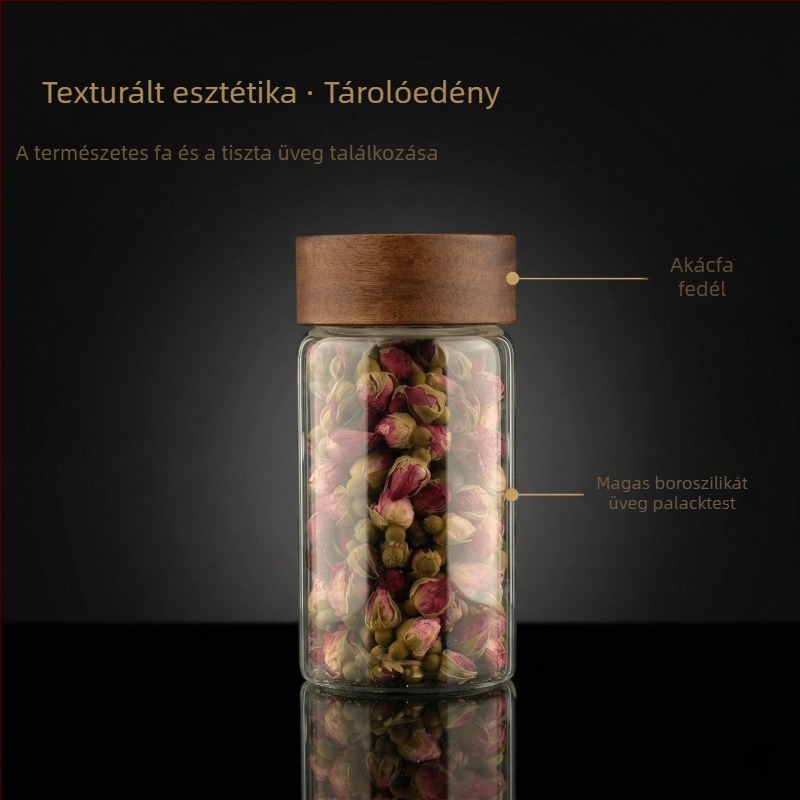 Akácfa gabonatároló edény, nagy kapacitású, légmentesen záródó, élelmiszer-minőségű, háztartási használatra, nedvesség- és kártevő elleni védelem