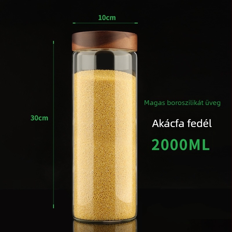 Akácfa gabonatároló edény, nagy kapacitású, légmentesen záródó, élelmiszer-minőségű, háztartási használatra, nedvesség- és kártevő elleni védelem