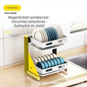 304 rozsdamentes acélból készült leeresztő tálas polc, háromszintes konyhai polc az asztalra
