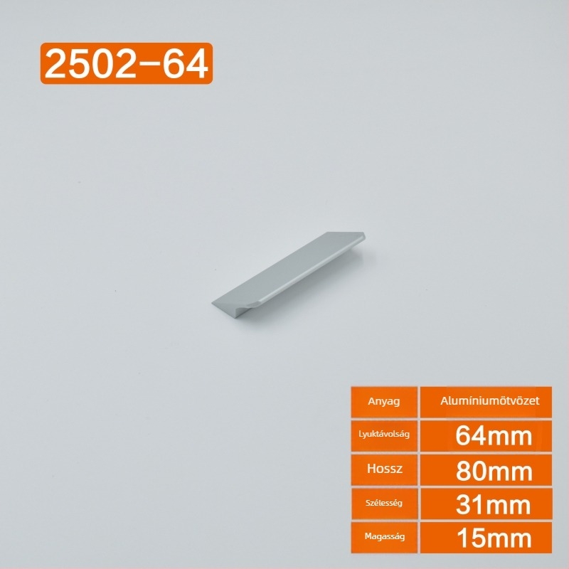 Űr-alumínium bútorgomb, matt kivitel, modern minimalista skandináv stílus, európai dizájn, szerelési furatok 64/96/128 mm