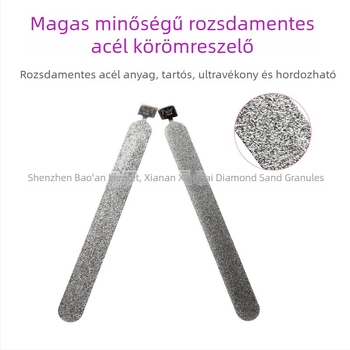 Rozsdamentes acélból készült körömpolírozó blokk, szemcsés reszelő, élformázó eszköz, gyémánt abrazív sáv a körömnek