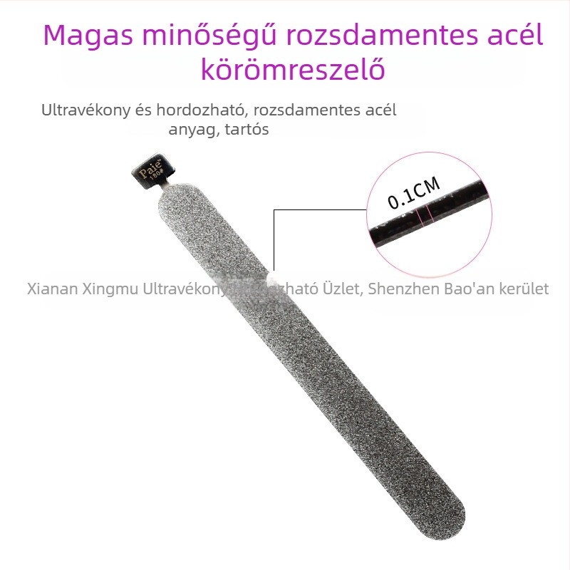 Rozsdamentes acélból készült körömpolírozó blokk, szemcsés reszelő, élformázó eszköz, gyémánt abrazív sáv a körömnek