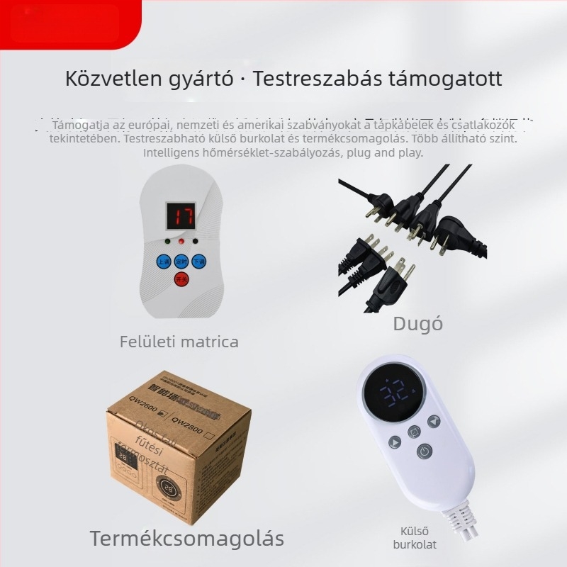 12V–24V alacsonyfeszültségű termosztát csendes üzemmóddal és intelligens hőmérséklet-szabályozással