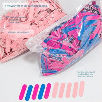 Színes mini fa körömreszelők, 1000 db, kevert színek, csiszoló- és polírozó csíkok manikűrhöz
