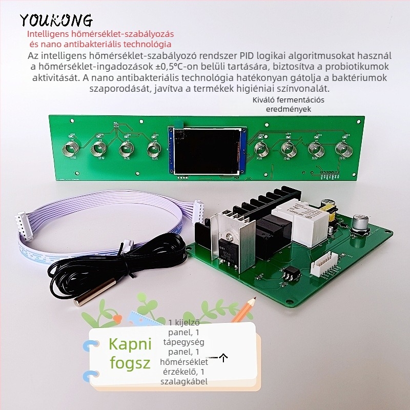 PID hőmérséklet-szabályozó hagyományos kelesztő dobozhoz, intelligens automata termosztáttal hőmérséklet-érzékelővel fűtésre és hűtésre