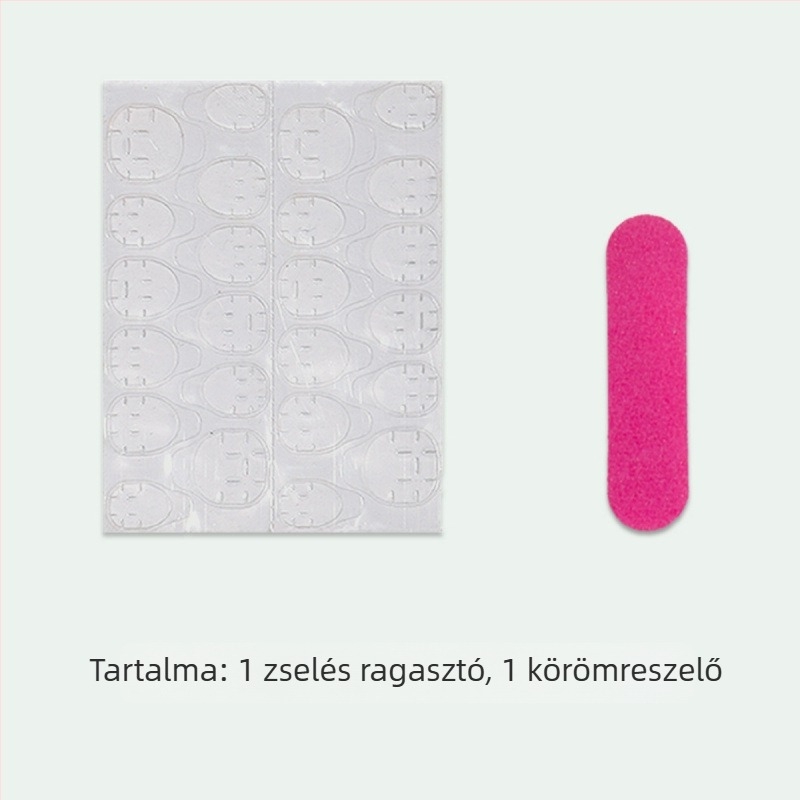 24 db középméretű, hegyes körmök 3D fehér virág-relieftel, viselhető, levehető köröm matricák