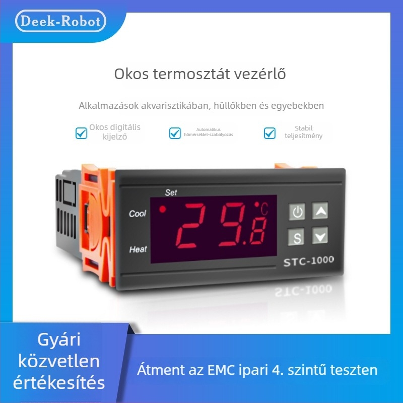 STC-1000 termosztát digitális kijelzővel háziállat dobozhoz, 220V, állítható hőmérséklet