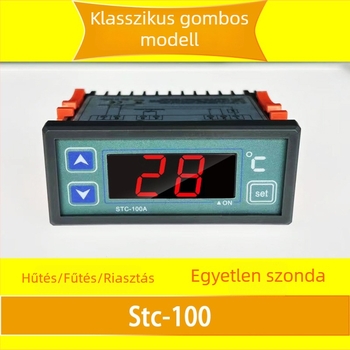 STC-100A digitális termosztát hűtésre és fűtésre, hőmérséklet-kijelzővel