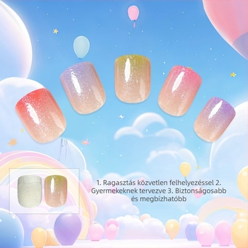 Ragasztós körömdíszítő matricák gyerekeknek, színes gradient színek